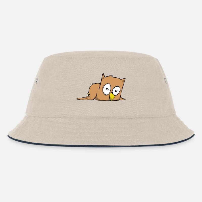 Eule - Kinder Bucket Hat - Natur/Navy