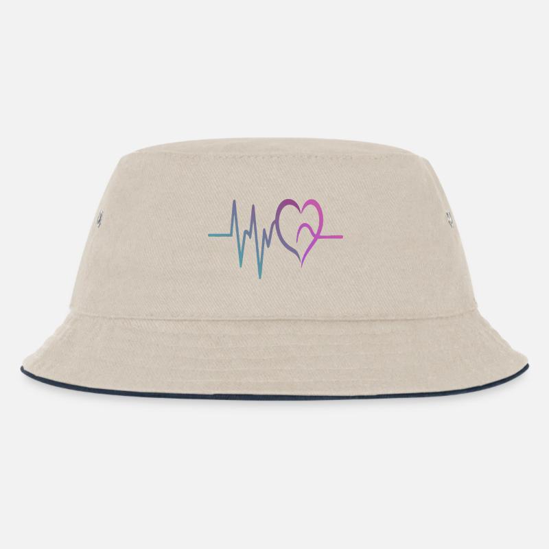 Gradienten-EKG Herz - Kinder Bucket Hat - Natur/Navy