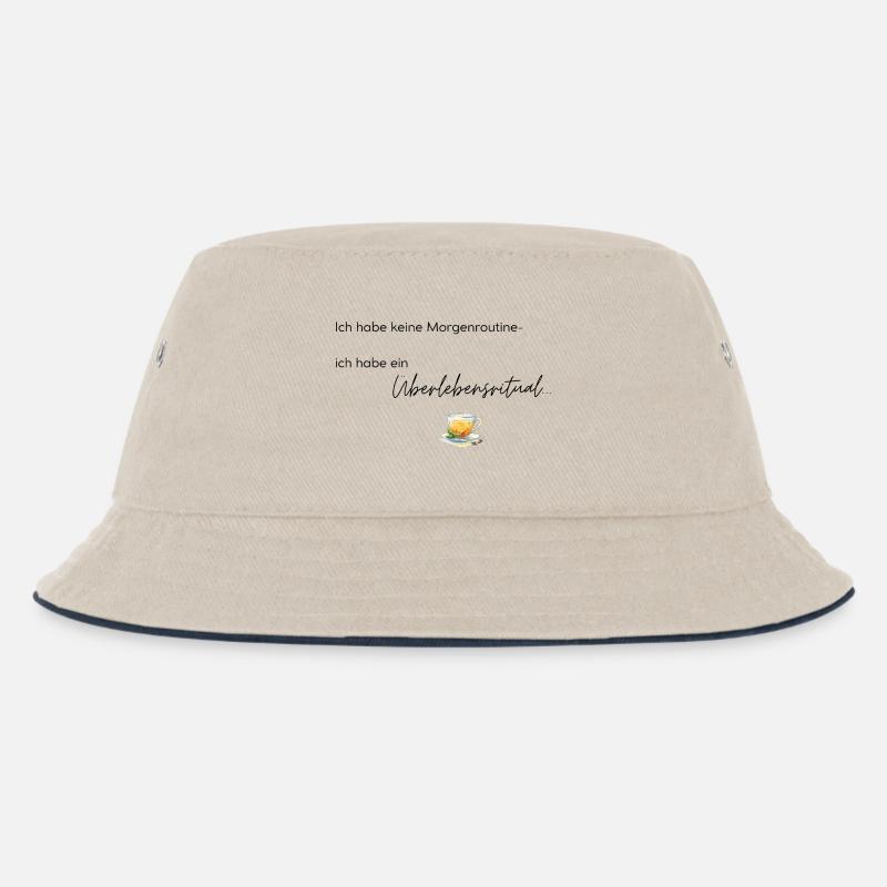 LIEBEVOLL Morgenroutine Tee - Kinder Bucket Hat - Natur/Navy