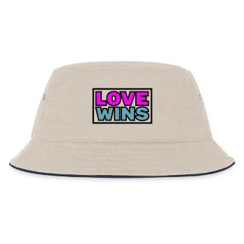 Love Wins Quote Graphic - Kids’ Bucket Hat - ecru/navy - Front