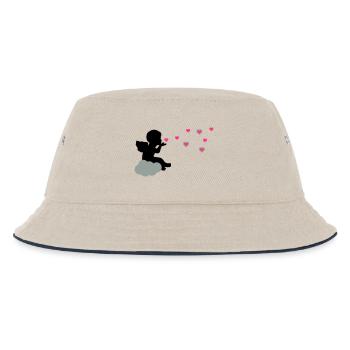 Stilisierter Liebesengel mit Herzen - Kinder Bucket Hat - Natur/Navy - Vorne