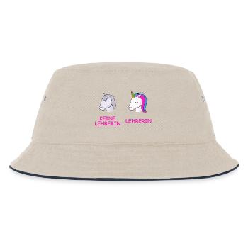 Unicorn Kontrast Lehrerin - Kinder Bucket Hat - Natur/Navy - Vorne
