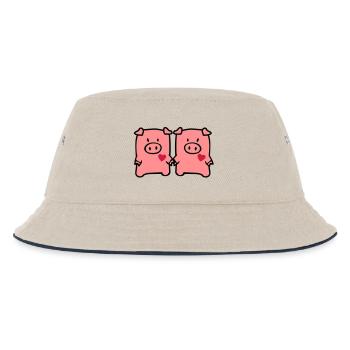 two cute pigs - Kinder Bucket Hat - Natur/Navy - Vorne