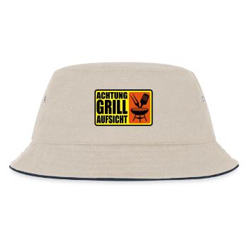ACHTUNG GRILL-AUFSICHT - Kinder Bucket Hat - Natur/Navy - Vorne