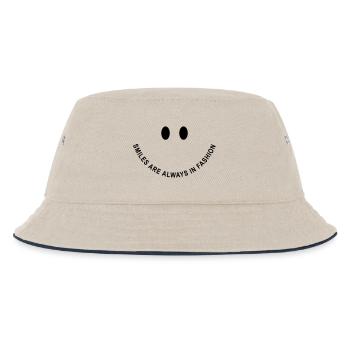 Smile-Face: Smiles are always in fashion! - Kinder Bucket Hat - Natur/Navy - Vorne