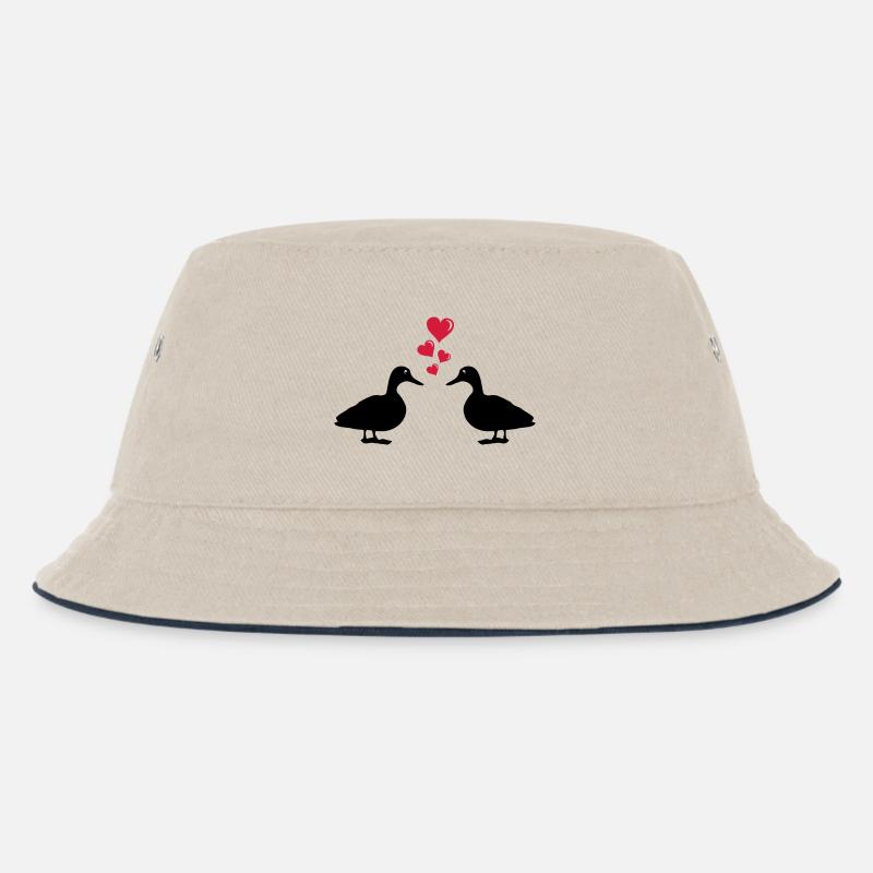 ducks_in_love_01 - Kinder Bucket Hat - Natur/Navy