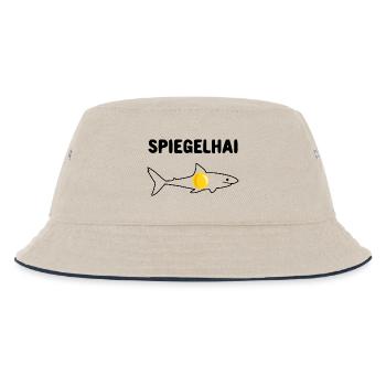 Spiegelhai Hai Spiegelei Wortwitz - Kinder Bucket Hat - Natur/Navy - Vorne