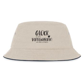 Verteidigerin Fußball Frauenfußball Sport Geschenk - Kinder Bucket Hat - Natur/Navy - Vorne