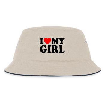 I love my girl - Kinder Bucket Hat - Natur/Navy - Vorne