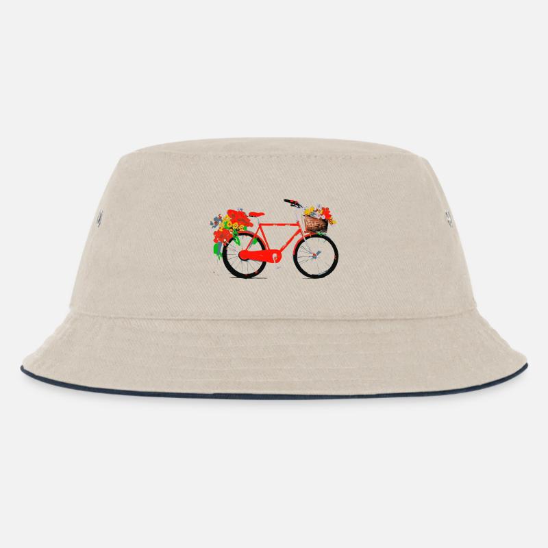 Vélo rouge avec panier de fleurs - Bob Enfant - blanc cassé/bleu marine