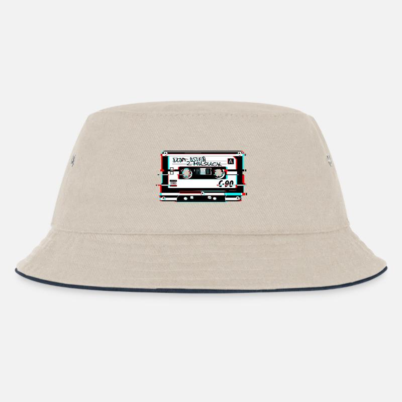 kassette glitch - Kinder Bucket Hat - Natur/Navy