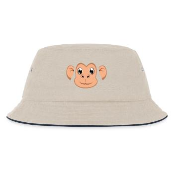 Süßes Cartoon-Affengesicht Happy Chimpans-Kostüm - Kinder Bucket Hat - Natur/Navy - Vorne