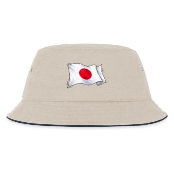 Japan-Flagge Illustration - Kinder Bucket Hat - Natur/Navy - Vorne