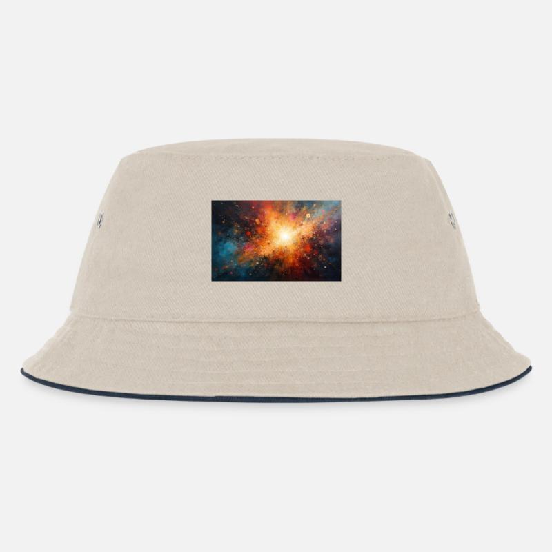 Cosmic Burst Nebula Explosion - Kids’ Bucket Hat - ecru/navy