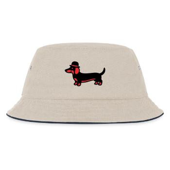 Cool Dachshund Hat Gentleman - Kids’ Bucket Hat - ecru/navy - Front