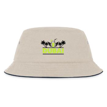 Dubai Limette Drink Neon Logo - Kinder Bucket Hat - Natur/Navy - Vorne