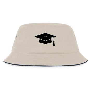 Doktorhut Abschluss Silhouette - Kinder Bucket Hat - Natur/Navy - Vorne