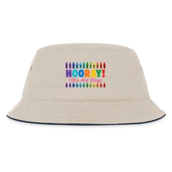 Back to School Hooray It's Art Day Teacher - Kids’ Bucket Hat - ecru/navy - Front