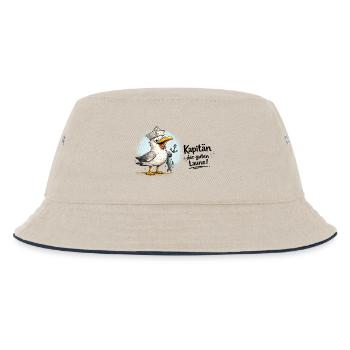 Küstensegler Möwe   - Kapitän der guten Laune - Kinder Bucket Hat - Natur/Navy - Vorne