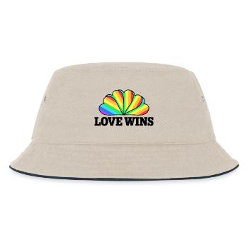 Love Wins - Rainbow Statement Design - Kids’ Bucket Hat - ecru/navy - Front