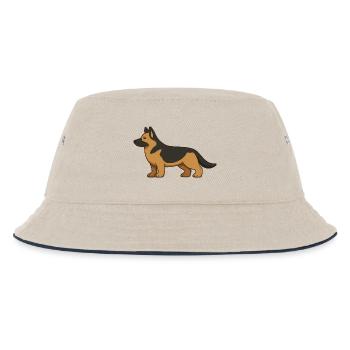 German Shepherd Illustration in Brown and Black - Kids’ Bucket Hat - ecru/navy - Front