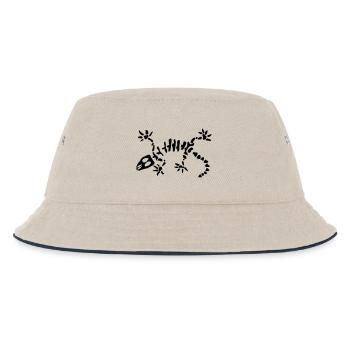 Gecko Skelett Design | Reptil Shirt Geschenkidee - Kinder Bucket Hat - Natur/Navy - Vorne