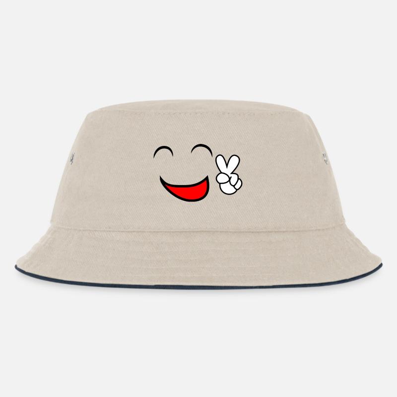 Smiley - Kinder Bucket Hat - Natur/Navy