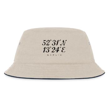 Berliner Koordinaten Berlin (Vintage/Schwarz) - Kinder Bucket Hat - Natur/Navy - Vorne