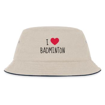 Badminton / Badminton Player / Birdie / Sport - Kinder Bucket Hat - Natur/Navy - Vorne
