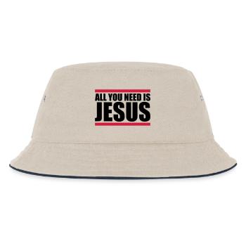 Balken Need Jesus - Kinder Bucket Hat - Natur/Navy - Vorne