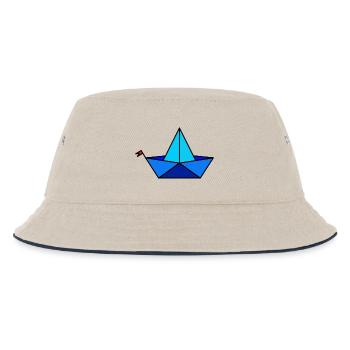 Papier Faltbötchen im Polygon Stil - Kinder Bucket Hat - Natur/Navy - Vorne