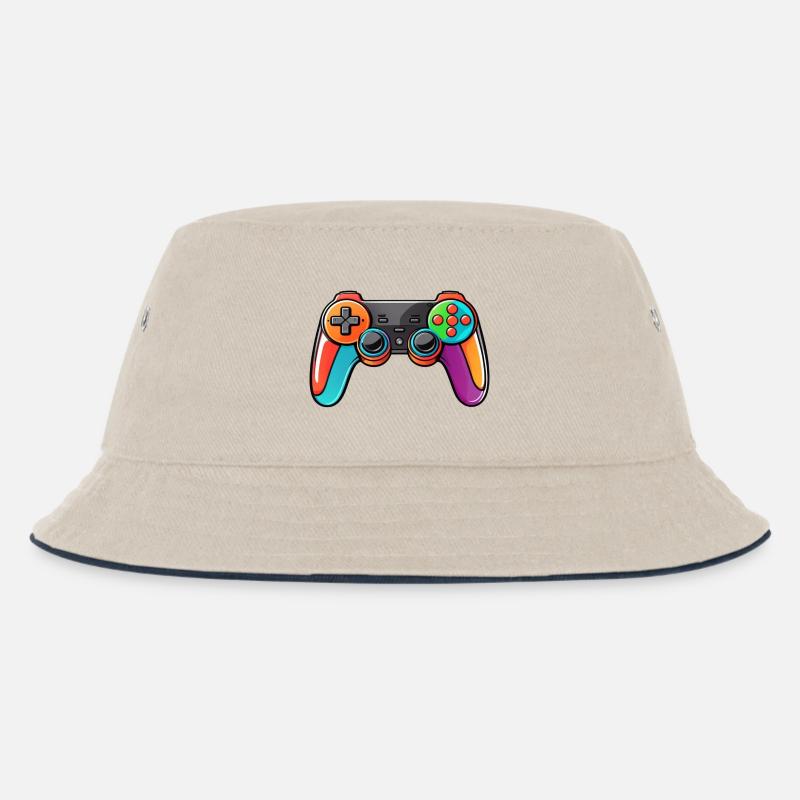 Gamepad Controller Farben Bunt - Kinder Bucket Hat - Natur/Navy