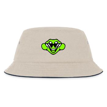 Frosch Kröte cool Sonnenbrille lacht glücklich süß - Kinder Bucket Hat - Natur/Navy - Vorne