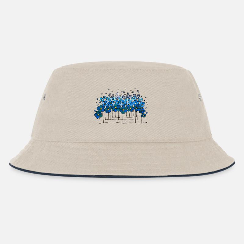 Blumen - Kinder Bucket Hat - Natur/Navy