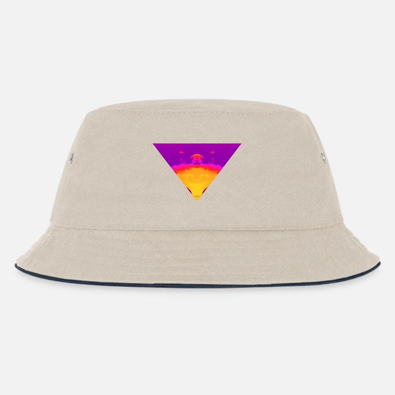 Neon Vortex, Cyber Sunset - Kinder Bucket Hat - Natur/Navy