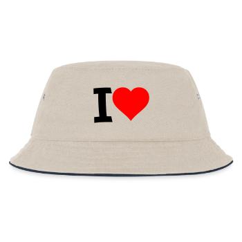 Rotes Herz - Klarer Liebes-Look - Kinder Bucket Hat - Natur/Navy - Vorne
