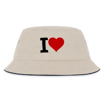 I Love - Kinder Bucket Hat - Natur/Navy - Vorne