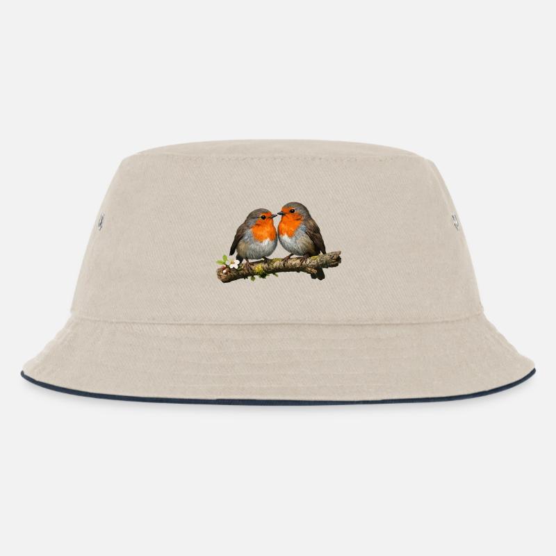 Duo Red Robin auf Ast - Kinder Bucket Hat - Natur/Navy