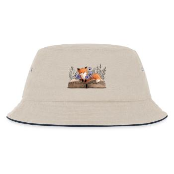 Fox on a book with flowers - Kids’ Bucket Hat - ecru/navy - Front