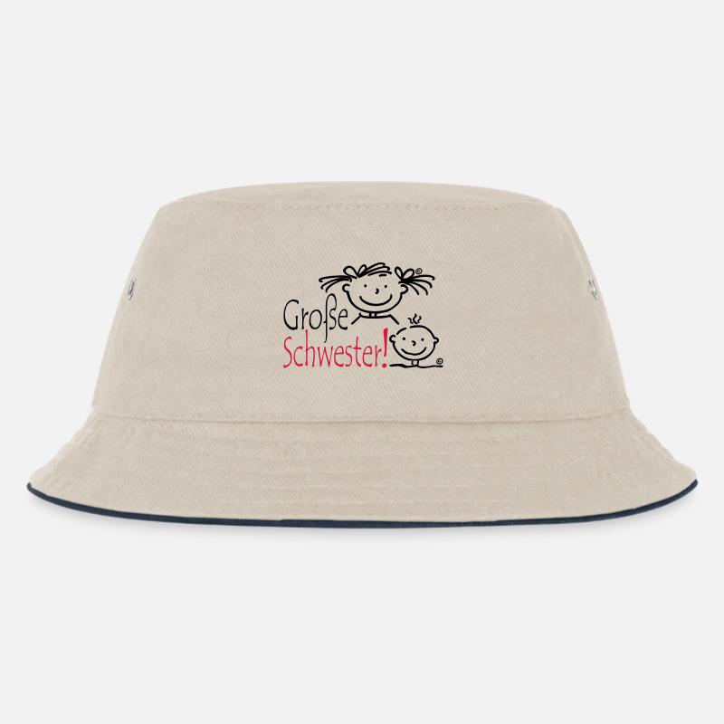 Grosse Schwester - Kinder Bucket Hat - Natur/Navy