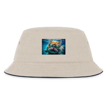 Hector die Schwimmkatze mit Taucherbrille - Kinder Bucket Hat - Natur/Navy - Vorne