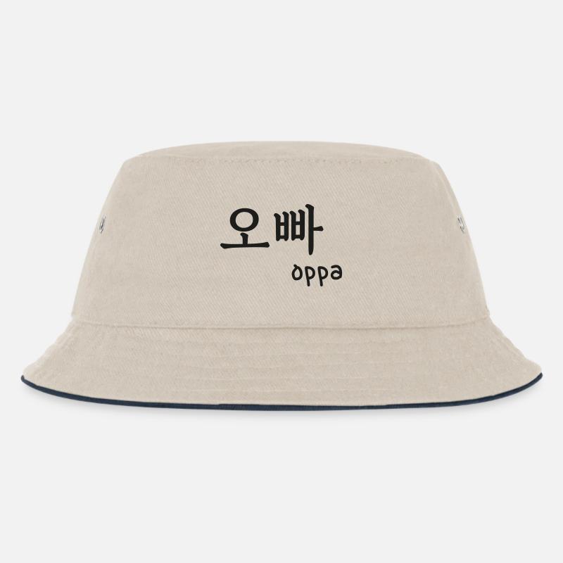 Oppa k-pop k-drama typographie corée custom color - Bob Enfant - blanc cassé/bleu marine
