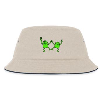 2 Frösche tanzen Peace Zeichen Victory Hand Team - Kinder Bucket Hat - Natur/Navy - Vorne