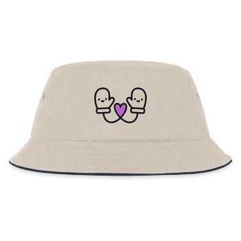 Süße Handschuhe mit Herz | Winter Liebe - Kinder Bucket Hat - Natur/Navy - Vorne