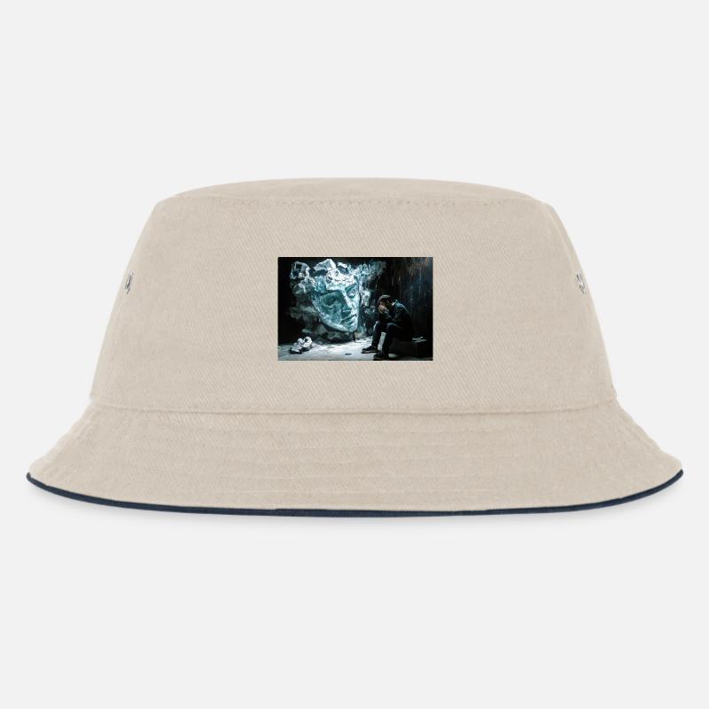 Zerbrochene Statue, nachdenklicher Mann - Kinder Bucket Hat - Natur/Navy