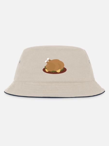 Gerösteter Truthahn mit Zitronengarnitur - Kinder Bucket Hat - Natur/Navy
