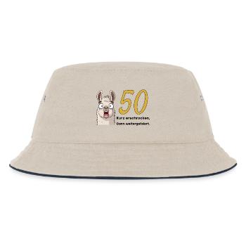 50 Geburtstag – Kurz erschrocken, dann gefeiert - Kinder Bucket Hat - Natur/Navy - Vorne