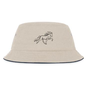 Islandpferd Oneliner im Tölt  - Kinder Bucket Hat - Natur/Navy - Vorne