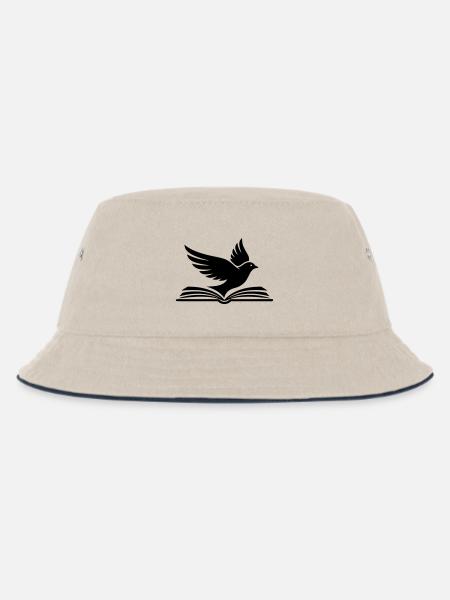 Buch Vogel Silhouette Schwarz - Kinder Bucket Hat - Natur/Navy