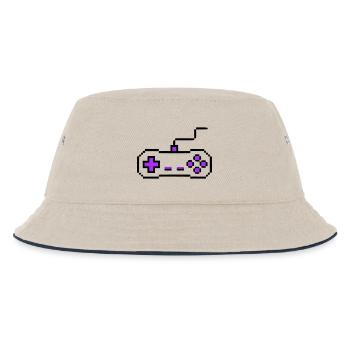 Retro Gamepad Controller Zocker - Kinder Bucket Hat - Natur/Navy - Vorne
